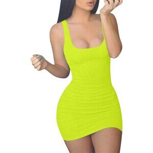 MINI Sexy Bodycon Tank Club Dress - Fluo Green